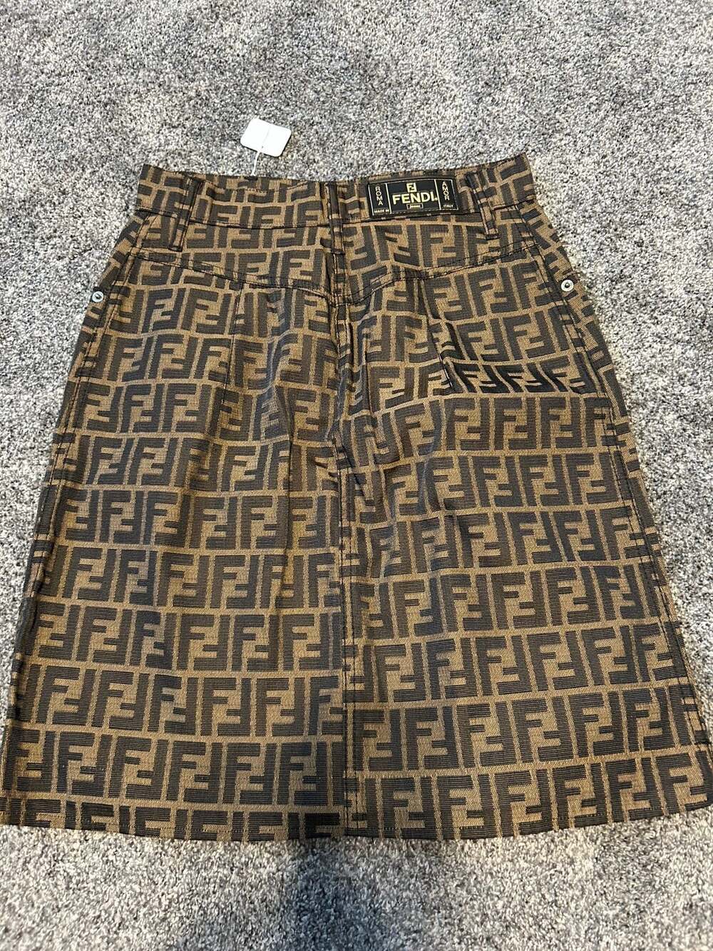 Vintage Fendi Jeans Brown Zucca FF Monogram Mini Skirt